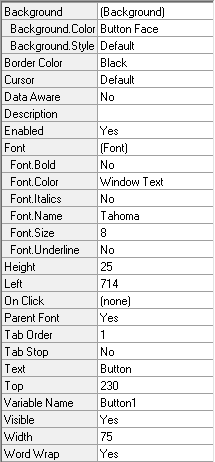 The properties pane within the DataBlock Designer for the Address Button.